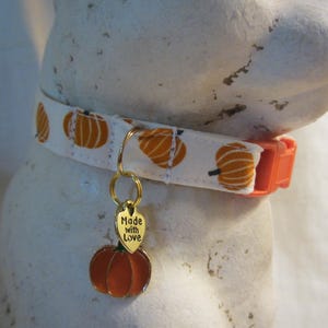 Tossed Pumpkins Cat Collar, Breakaway Buckle, Autumn Halloween Collar image 3
