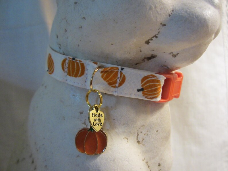 Tossed Pumpkins Cat Collar, Breakaway Buckle, Autumn Halloween Collar image 3