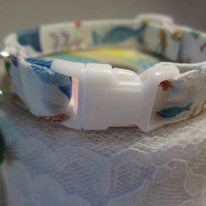 Down by the Sea soft cat collar, Summer cat collar, Ocean cat collar, Fish collar
