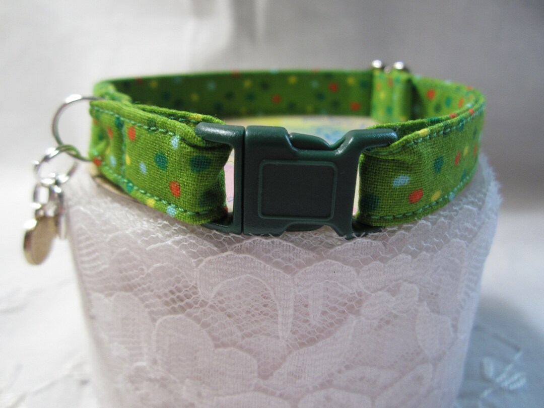 Green Polka Dots Soft Cat Collar Fun Cat Collar Polka Dot Etsy