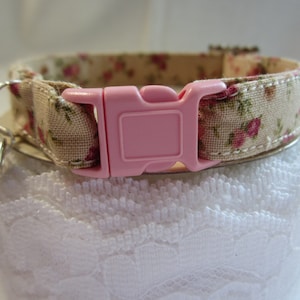 Shabby chic pink roses soft cat collar, timeless cat collar, Victorian cat collar