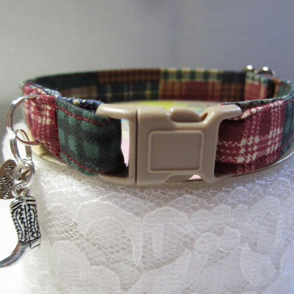Country patchwork soft cat collar, cowboy cat collar, boot cat collar, fun cat collar