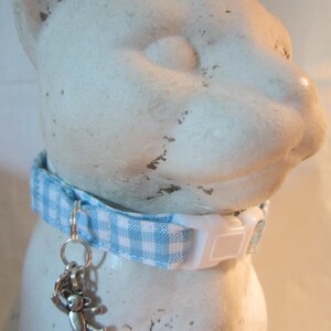 Blue gingham soft cat collar image 2