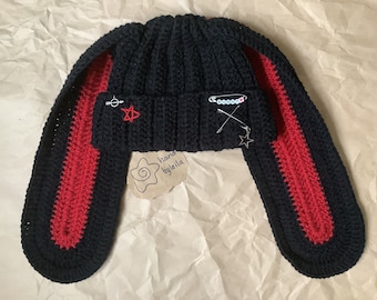 Crochet Bunny Ears Beanie: Striped Knit Hat