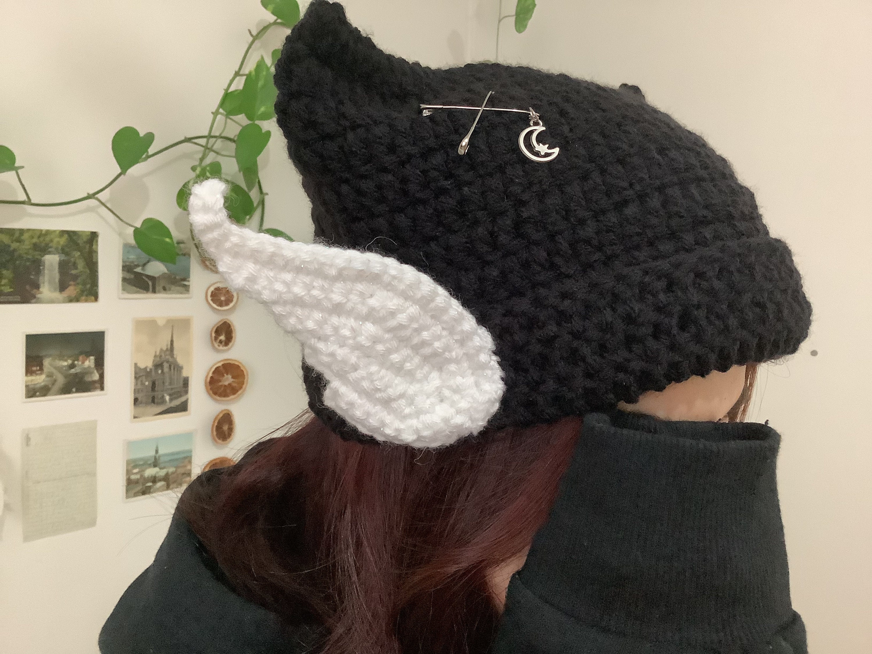 Crochet Cat Ear Beanie: Striped Knit Angel Hat - Etsy
