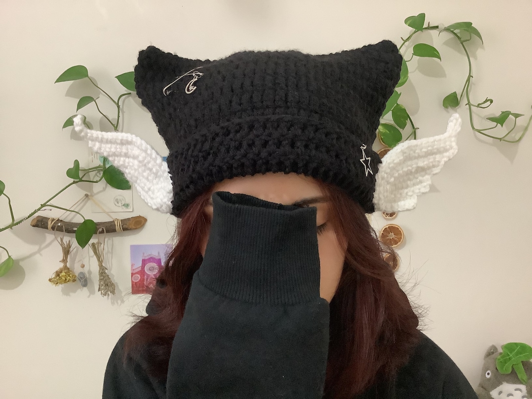 Cat Beanie, Cat Ear Beanie, Crochet Cat Hat, Star Cat Hat