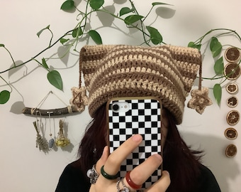 Cat Beanie, Cat Ear Beanie, Striped Hat, Crochet Hat, Crochet Beanie,Bunny Crochet Hat, Bunny Balaclava, Buchet Hat, Black Cat Beanie