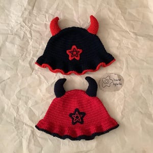 Devil Horn Buchet Hat, Crochet Horn Beanie, Red Devil Hat, Handmade Gift, Christmas Gift, Halloween