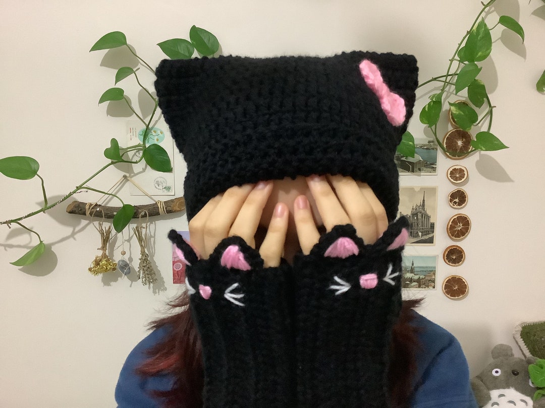 Cat Ear Beanie, Crochet Cat Hat,cute Cat Beanie,black Cat Beanie,handmade Beanie, Striped Beanie,star Beanie, Knit Beanie,fingerless Gloves - Etsy Cat Ear Beanie, Crochet Cat Hat,cute Cat Beanie,black Cat Beanie,handmade Beanie, Striped Beanie,star Beanie, Knit Beanie,fingerless Gloves - Etsy