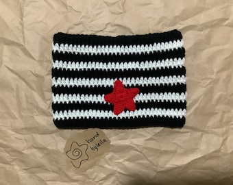 Striped Crochet Cat Ear Beanie with Star