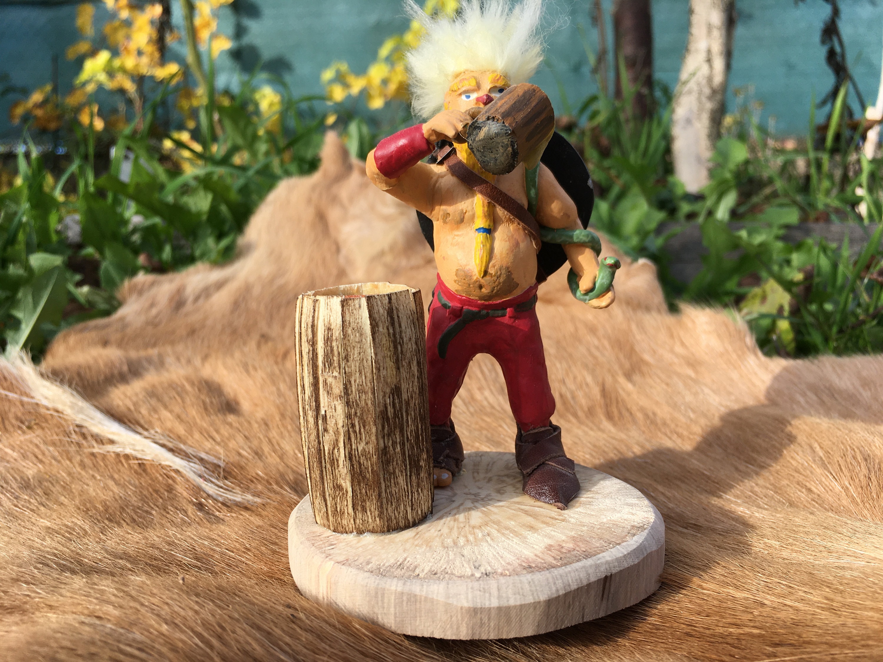 Gnome de La Fête, Féérique, Lutin, Statue Imaginaire, Viking, Serpent, Bouclier, Nisse, Tomte, Farfa