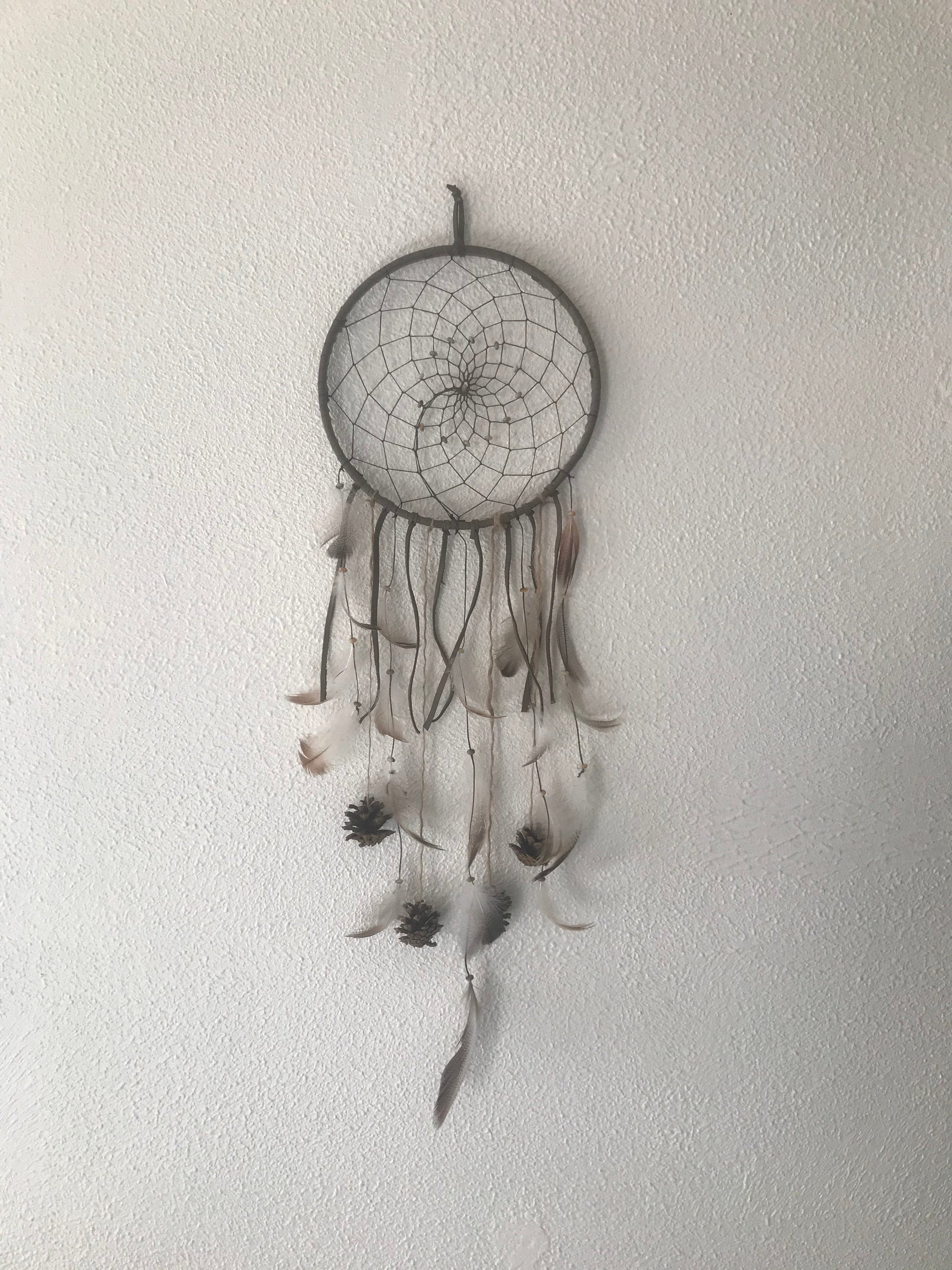 Attrape-Rêves, Dreamcatcher, Pierre d'agate, Diamètre 20 cm, Décoration Murale à Suspendre, Énergie 