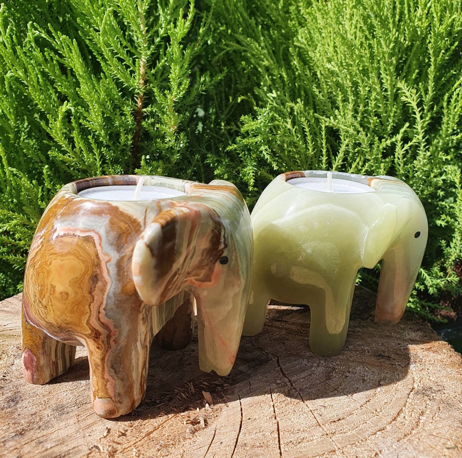 Marble Elephant Tea Light Holders Elephantscandle Holders Etsy