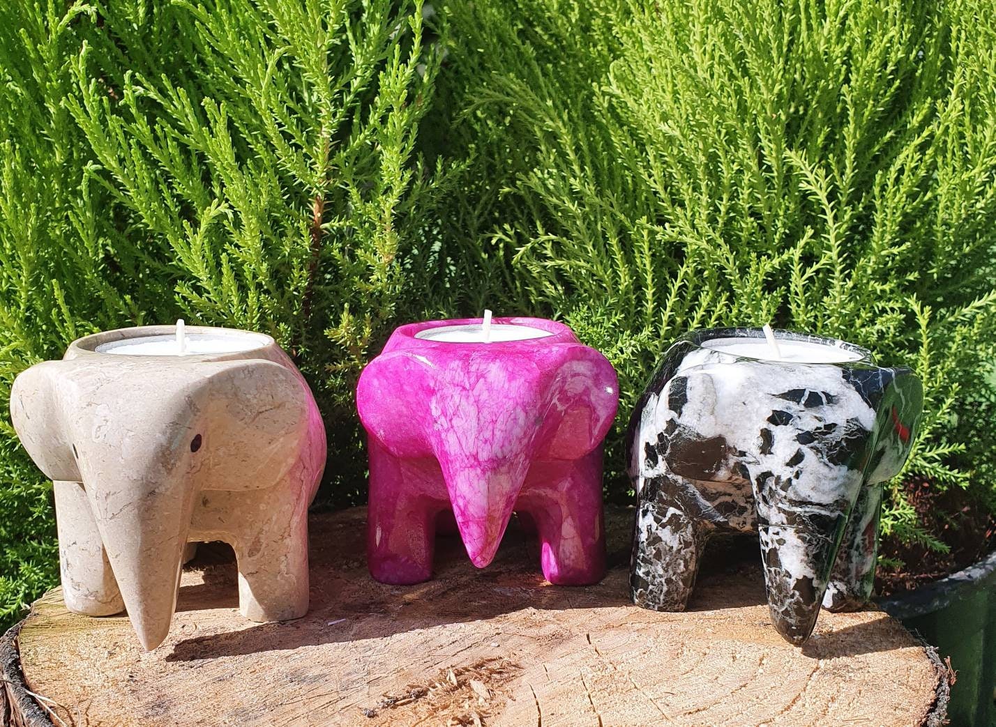 Marble Elephant Tea Light Holders Elephantscandle Holders Etsy