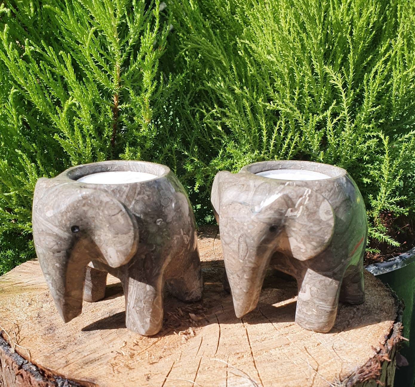 Marble Elephant Tea Light Holders Elephantscandle Holders Etsy