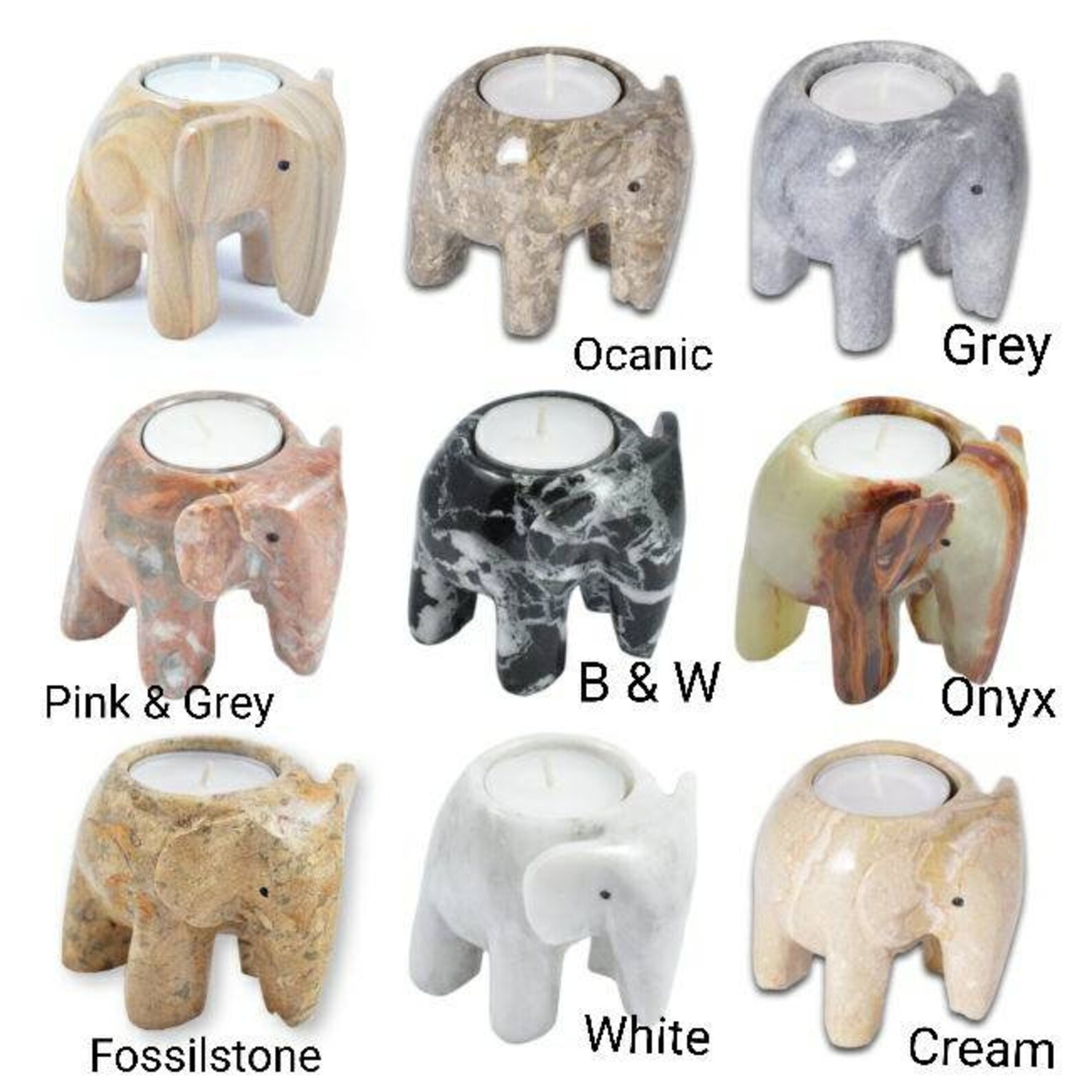 Marble Elephant Tea Light Holders Elephantscandle Holders Etsy