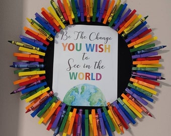 Rainbow Crayon Wreath