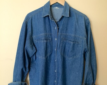 Vintage denim blouse,denim shirt,Jordache denim shirt,blue blouse,blue denim shirt,chambray shirt,blue chambray blouse,denim jacket