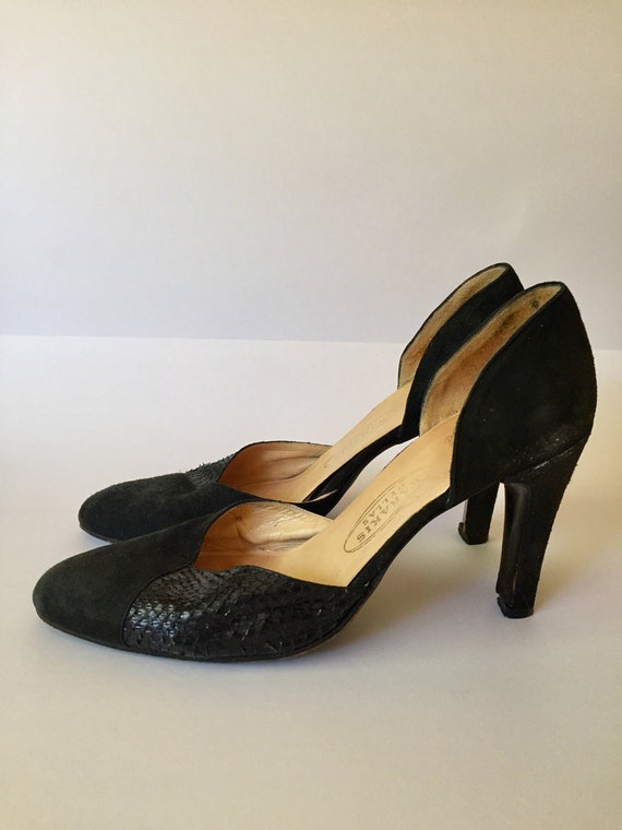 Suede with real snakeskin d'orsay pump,dressy shoe