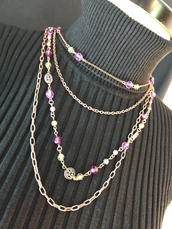 90s multiple copper colored chain with purple, gre