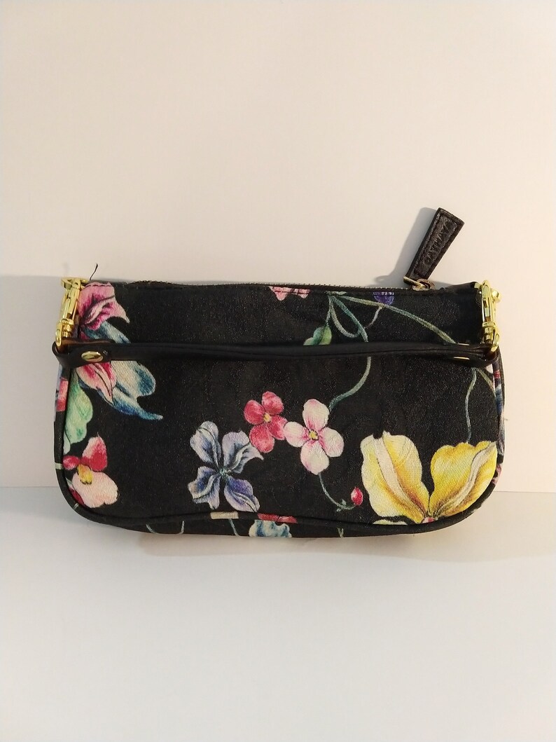 Vintage 100/% silk purse handbag floral design silk wristlet Cathaya digital printed silk Teflon protected