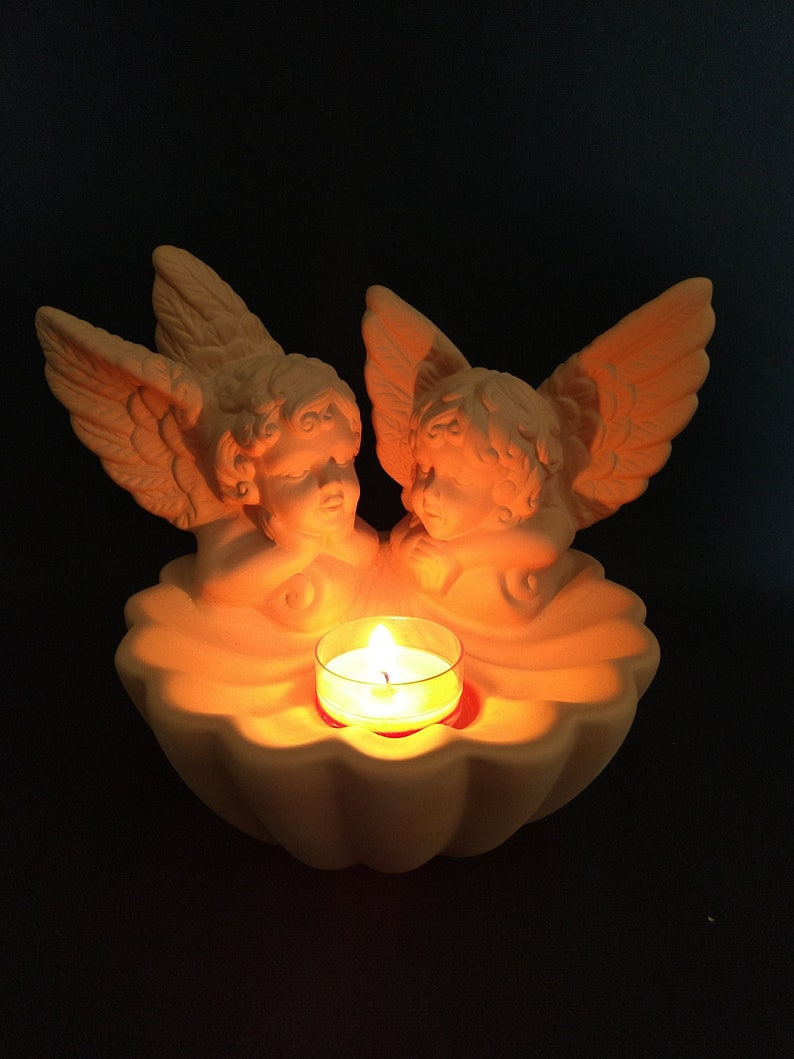 Vintage Terra Cotta Angel Sconces Cherubs Candle Holder Wall Mount Clay