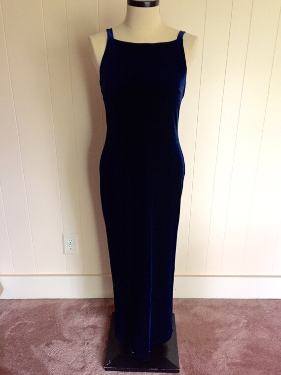 Navy dress, velvet dress, maxi dress, long navy dr