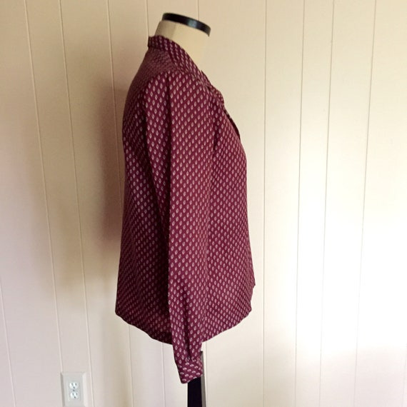 Vintage burgundy foulard blouse, wine blouse, men… - image 4