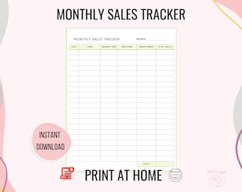 Printable Sales tracker, sales tracking template, reseller tracker, online seller, digital sales tracker, profit tracker, vinted, Ebay,Depop