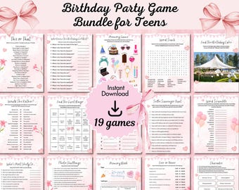 Teenager, Tween Girl Birthday Party Games, Girls Sleepover, Birthday Games, printable, 11th, 12th, 13th, 14th, 15th, 16th, fun party games.