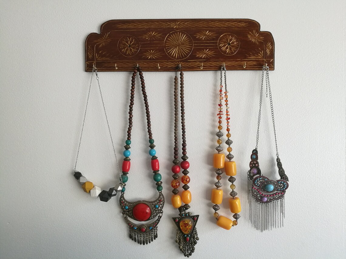 Wall Necklace Holder Engraved Key Holder Embellish Jewelry Etsy UK