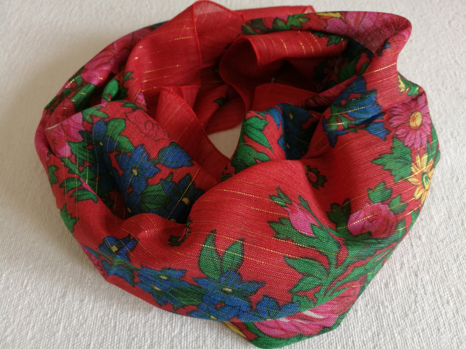 Glittering Red Russian Scarf Red Floral Shawl Russian Scarf Etsy