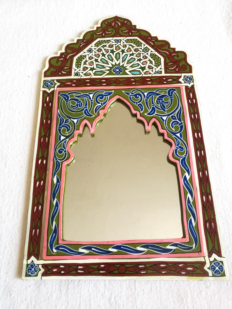 Big Green Handpainted Moroccan Mirror Moroccan Mirror Wood - Etsy UK