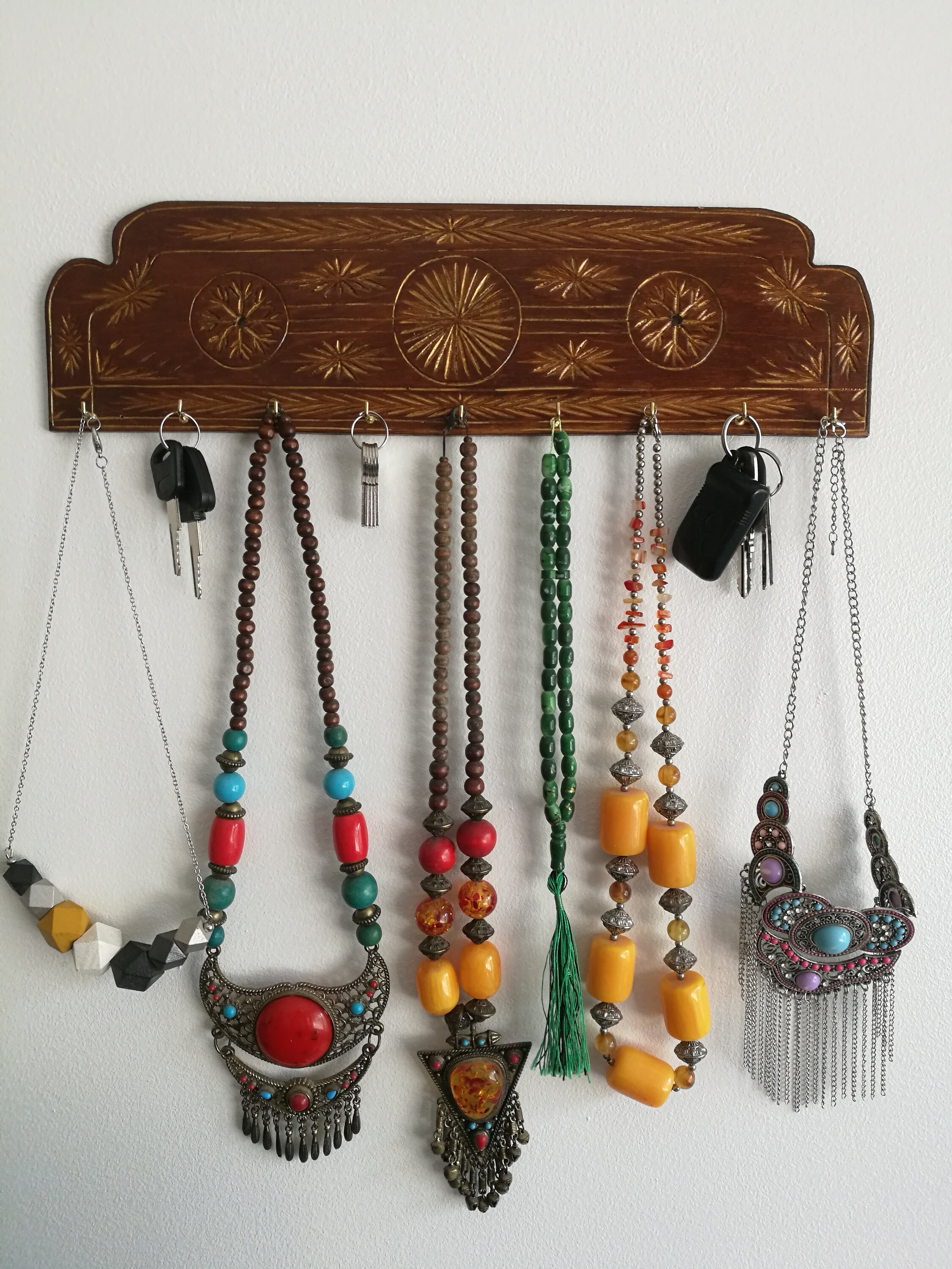 Wall Necklace Holder Engraved Key Holder Embellish Jewelry Etsy UK