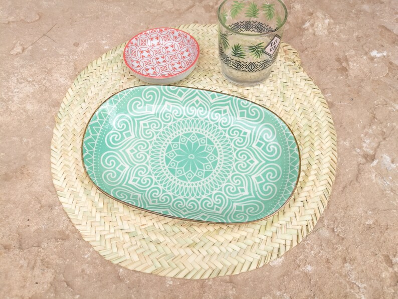 Round Moroccan Handmade Straw Placemat Straw Placemat Wicker Etsy