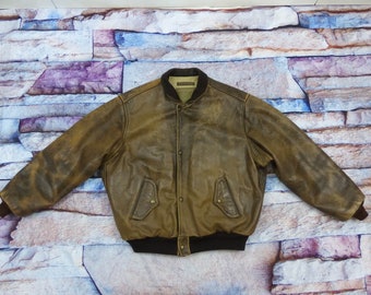 Chevignon | Etsy Vintage CHEVIGNON AIR lederen jas oude Flight Jacket | Etsy
