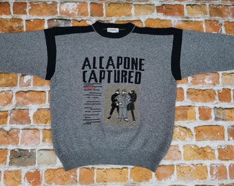 Iceberg vintage sweater Al CAPONE GANGSTER CAPTURED gray casual