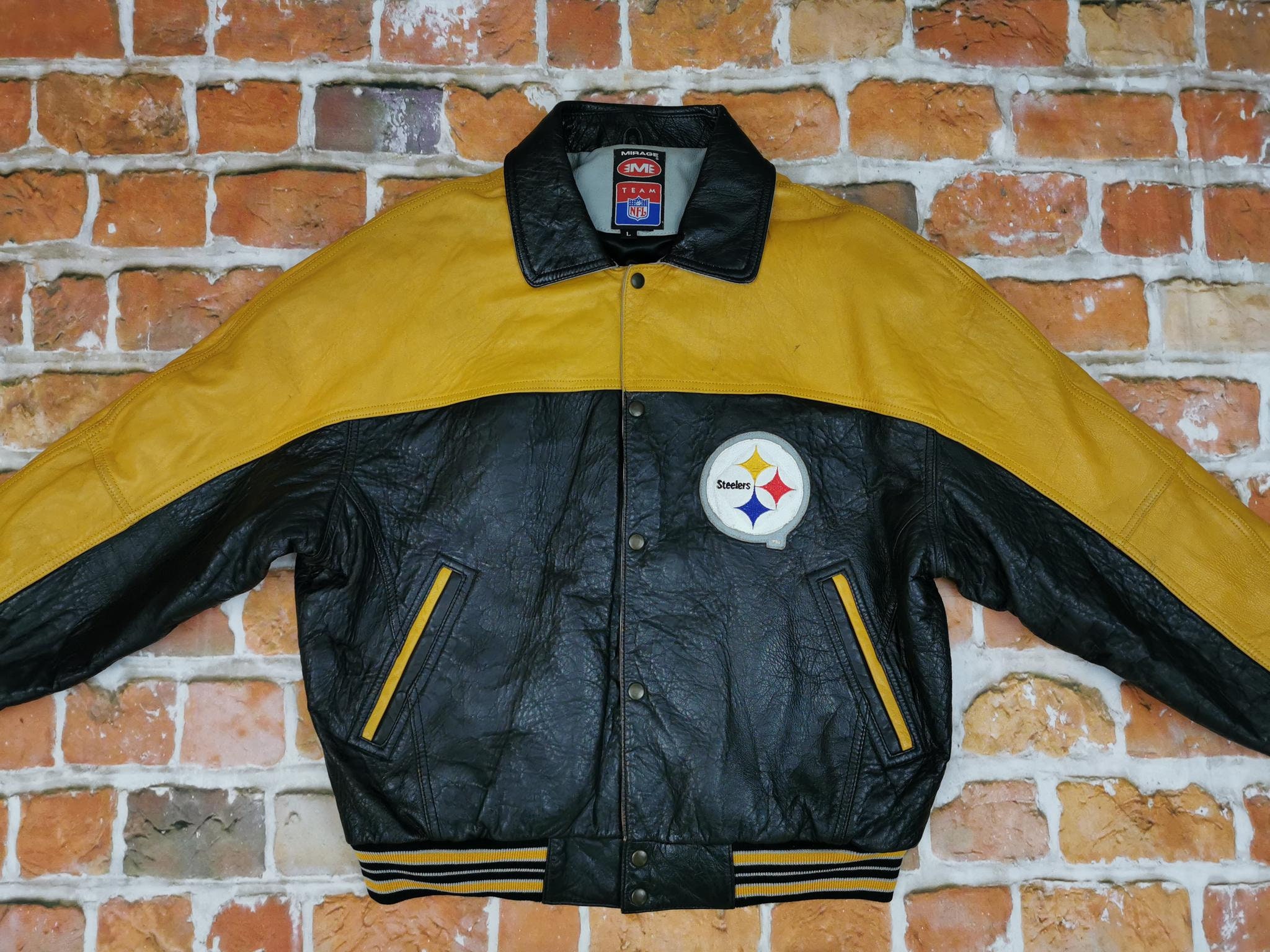 Mirage Nfl Usa Varsity Leather Jacket Pittsburgh Steelers - Etsy
