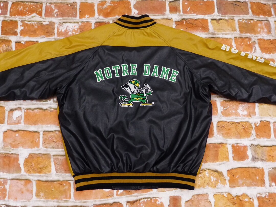 Notre Dame Irish Fighting Vintage Leather Jacket Usa Nfl
