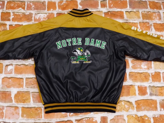 Notre Dame Irish Fighting Vintage Leather Jacket Usa Nfl Steve
