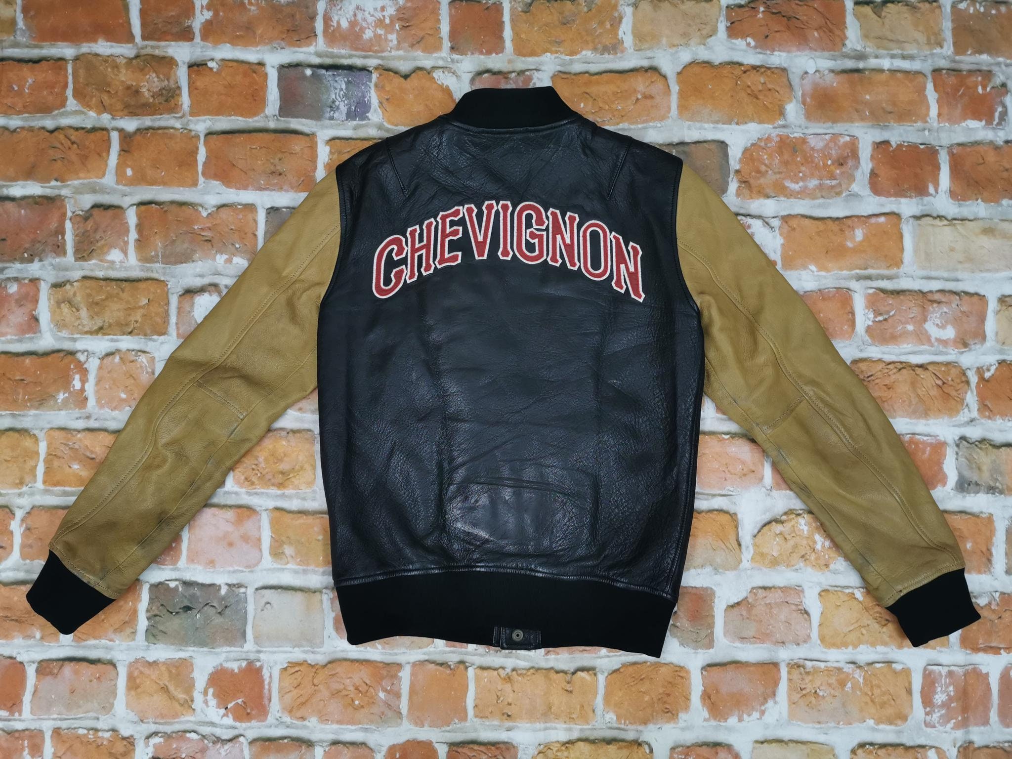 Blouson cuir Chevignon vintage noeud rond beige noir casual Etsy Canada