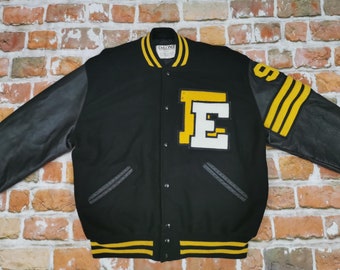 De Long Usa Varsity College Jacket State Champion High School Vintage yellow black Casual