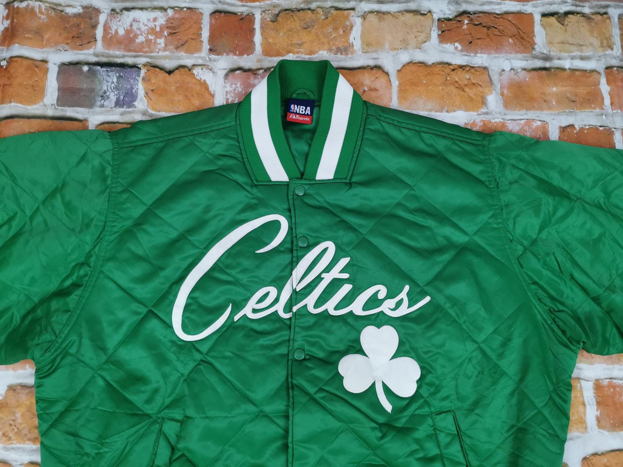 BOSTON CELTICS NBA Vintage STARTER Satin Jacket Green Bomber Mens XL