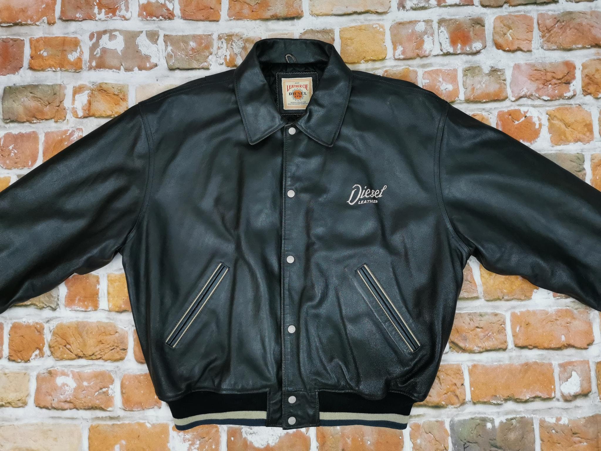 Diesel Vintage Leather Jacket Ldt Black Casual - Etsy