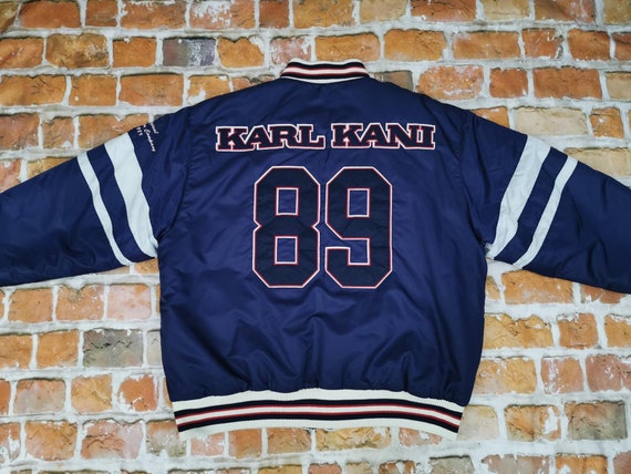 Karl Kani 1989 Vintage Usa Baseball Bomber Jacket Navy Blue Varsity