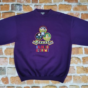 Naf Naf vintage sweater PANORAMA NATURE TREKKING purple casual