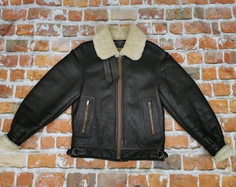 AVIATION LAMMFELL B3 Pilots Vintage Leather Jacket SHEARLING Air Force Casual