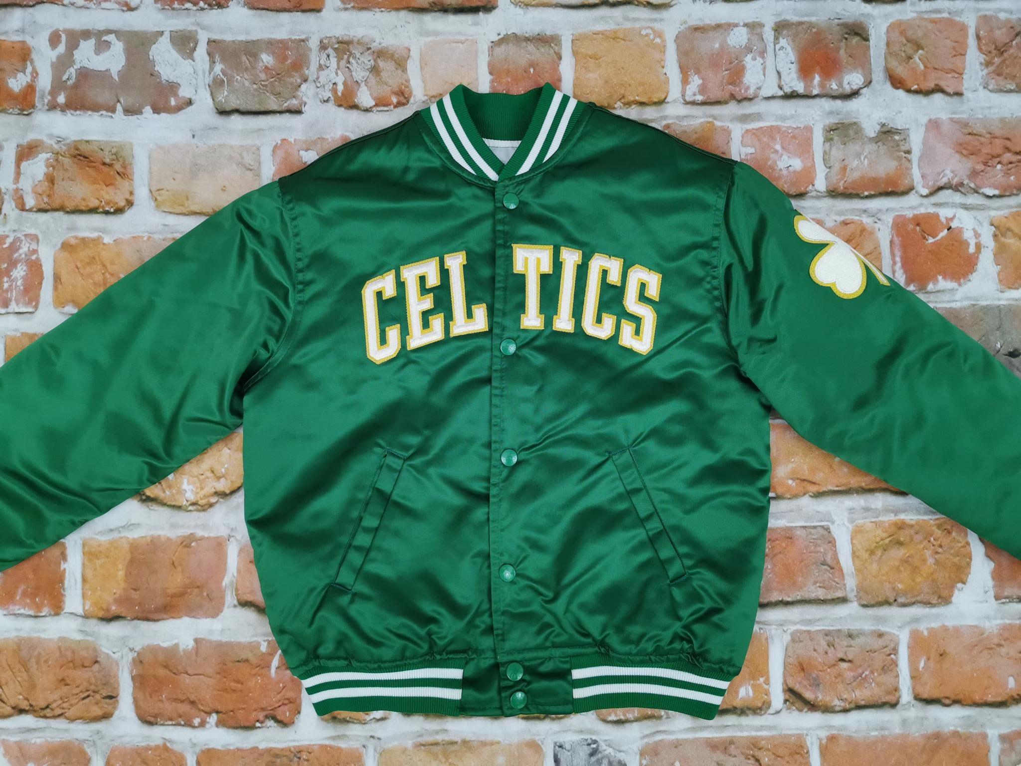 BOSTON CELTICS NBA Vintage STARTER Satin Jacket Green Bomber Mens XL