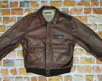 Chevignon vintage pilot leather jacket chestnut brown Old FLIGHT AIRS CORPS Casual