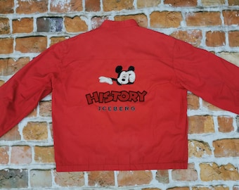 Iceberg History Vintage Summer Denim Jacket Mickey Mouse Walt Disney Red Glimar Casual